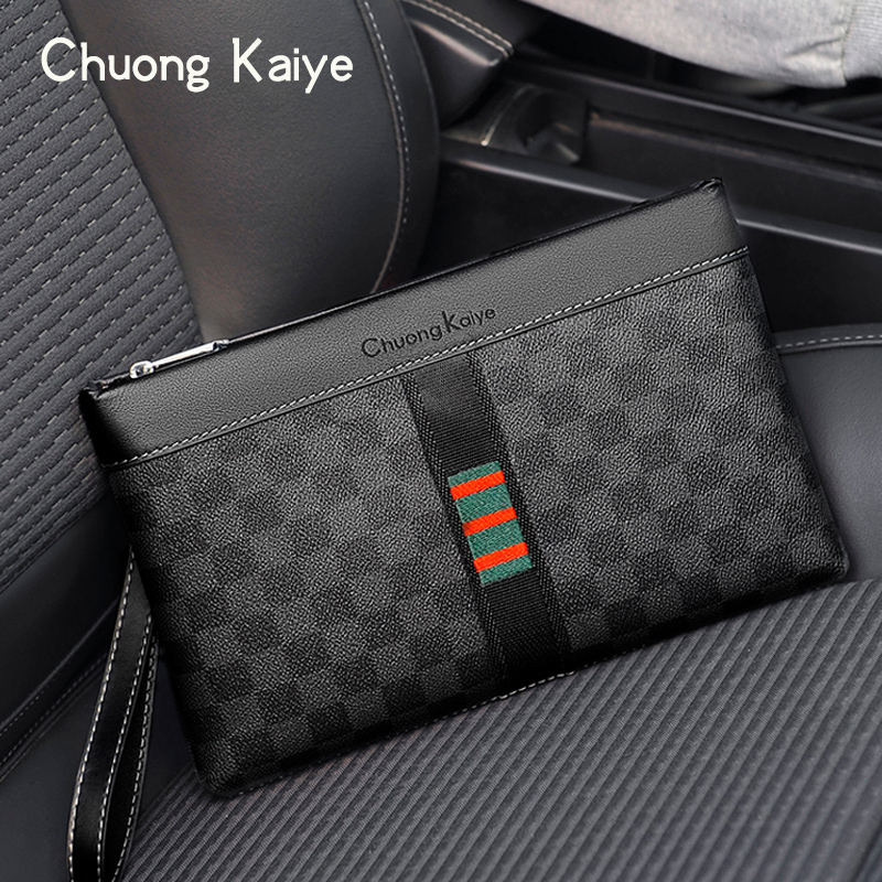 Leather men with high-end envelope men's handbag soft bullf handbag handbag business wallet leisure pen