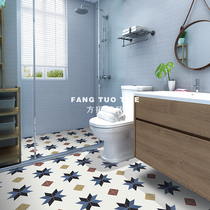 Nordic net red ins wind All-ceramic tiles Kitchen bathroom balcony Bathroom tiles Non-slip antique tiles flower pieces