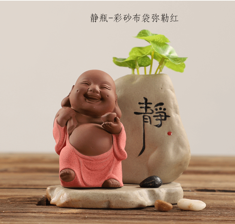 Đồ gốm sáng tạo bình gốm thủy canh nhỏ bình giả đá trang trí nhà Zen trà đạo trà trang trí thú cưng tùy chỉnh - Vase / Bồn hoa & Kệ chậu kẹp ban công