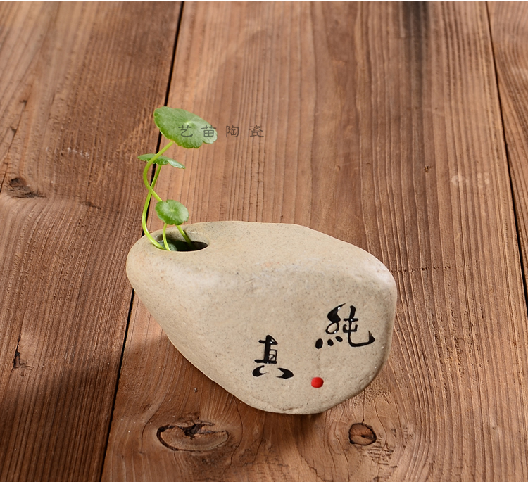 Đồ đá gốm Zen bình thủy canh trang trí nhỏ trang trí bình văn học dụng cụ để bàn thủy canh cây hoa - Vase / Bồn hoa & Kệ lọ thủy tinh cắm hoa