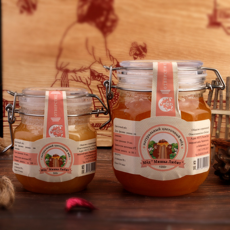 Russia's original imported honey brand honey wild honey crystalline crude honey 1000 grams excess value