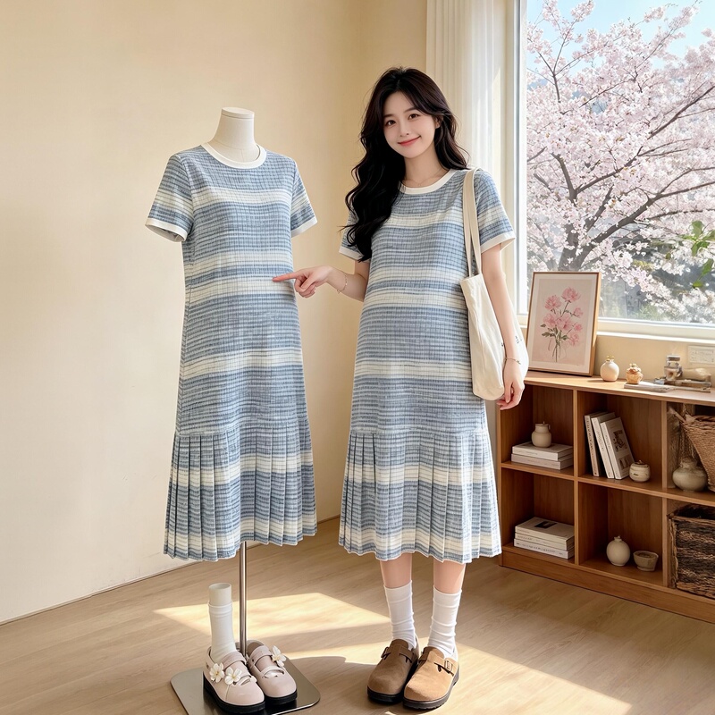 Maternity Dress 2026 Summer New Korean Style Age-Reducing Pregnant Mom's High-End Comfortable Long Dress for Summer