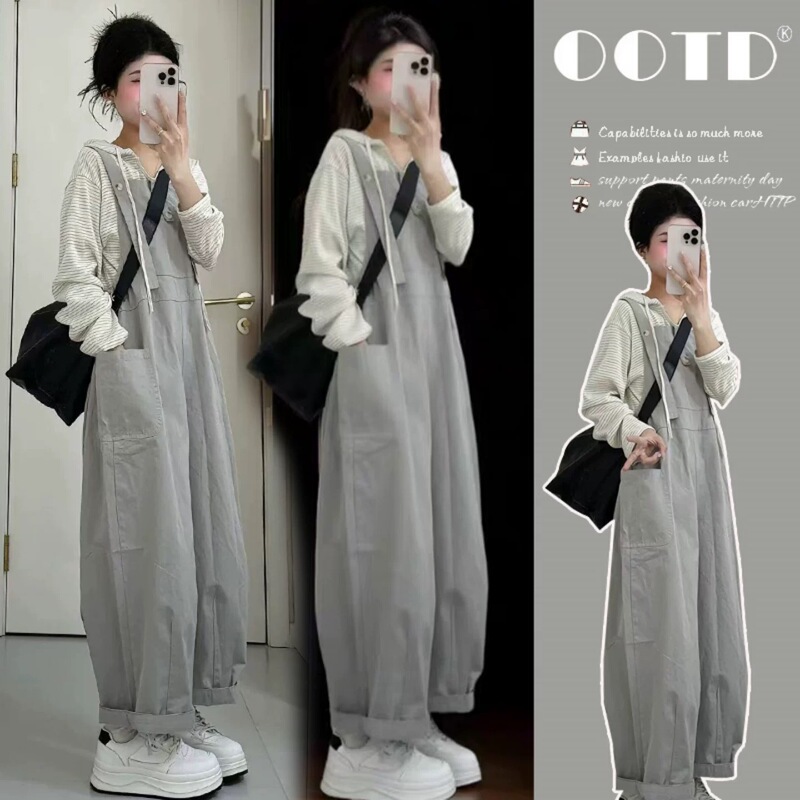 Maternity Suit 2026 New Style Petite Korean Style Loose and Lazy Style High-End Workwear Overalls Wide-Leg Pants