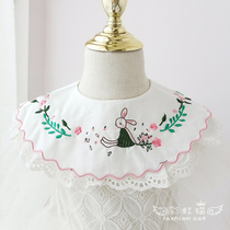 Baby birthday lace-up embroidered saliva towel Cotton bib Princess fake collar small fairy shawl Class A Bib flower girl