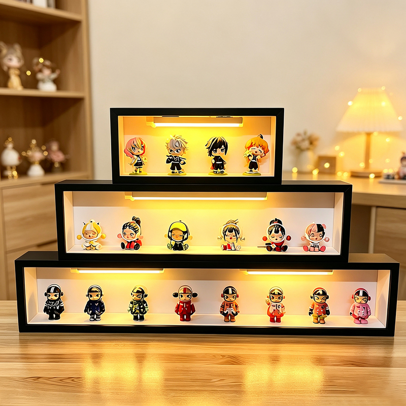 Bubble Mart Hirono Blind Box Storage Box Figurine Toy Long Display Case Glass Pull-Out Dustproof
