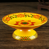 Lotus supply plate fruit plate ceramic Buddha equipment for Buddha high foot fruit plate Buddha Temple Buddha tribute products household indoor ornaments