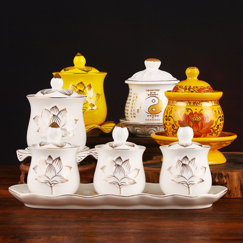Ceramic water supply cup for the Buddha's cup lotus big tragic water cup Buddha Hall Water purifying Cup Guanyin's holy water cup Buddhist supplies
