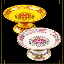 Buddhist supplies Buddha ceramic Guanyin God of Wealth fruit plate high-footed tribute for Buddha
