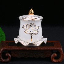 Ceramic water supply Cup for Buddha Cup lotus flower great sorrow water Cup Buddhist water Cup Guanyin holy water Cup Buddhist supplies