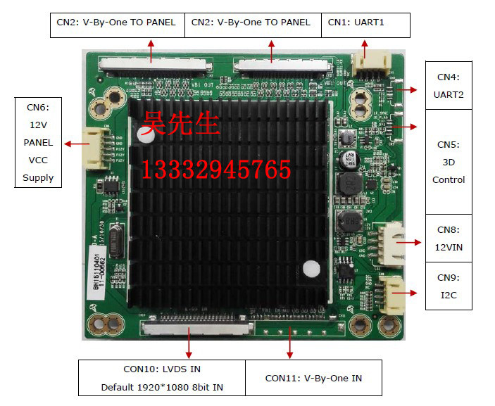 4k adapter board LVDS to dual V-by-one HD 1920 motherboard to 4K dual interface 120HZ frequency multiplier board