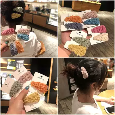 Net red ins Teddy plush hairpin Korean wool roll BB clip Girl simple cute sweet side bangs clip