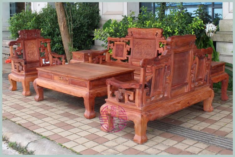 Sofa Mahogany sofa hoa phong cảnh Miến Điện sáu mảnh gỗ hồng mộc sofa gỗ phong cách Trung Quốc đồ nội thất phòng khách sofa - Bộ đồ nội thất ban ghe dep