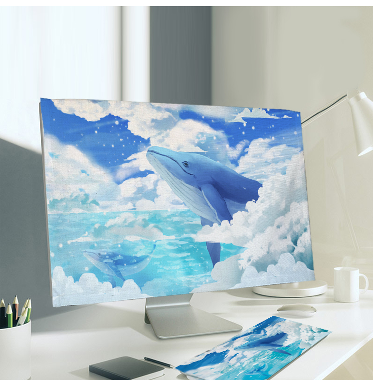 Desktop bụi máy tính bao gồm bụi bảo vệ bìa gói trên màn hình bàn phím đáng yêu nhà tối giản màu xám bìa vải che khăn - Bảo vệ bụi quạt áo điều hoà