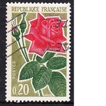 French letter stamps 1962 Flower Rose 2-1