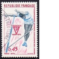 French letter marketing stamp 1970 European Junior Athletics Championships 1-1