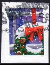U.S. Letter Marketing Stamp Cutout 2016 Holiday Window Scene 4-2: Garland