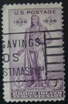 U.S. Letter Sales Stamps 1936 Rhode Island Tricentennial 1-1: Statue of Roger Williams