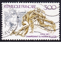 French letter marketing stamp 1987 World Wrestling Championship 1-1