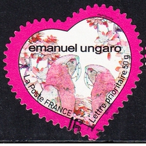 French Letter Marketing Stamps 2009 Valentines Day 2-2: Heart (Emmanuel Ungaro with flaws)