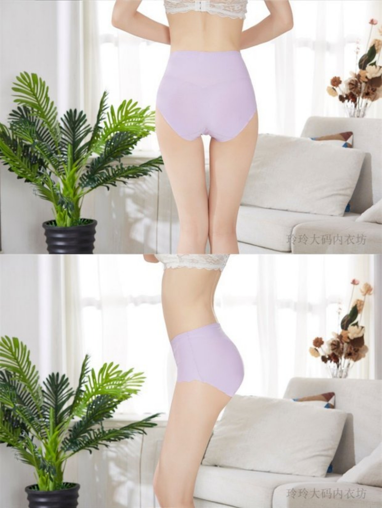 Đồ lót nữ kích thước lớn chất béo mm200 kg lụa băng không dấu vết bà già đồ lót nữ cộng với phân bón tăng eo cao thêm lớn quần lót cạp cao