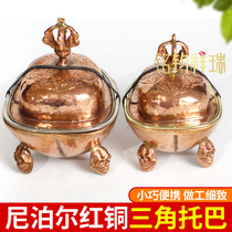 红铜拖巴托巴三角托巴尼泊尔全手工藏式装饰民族风摆件大小号