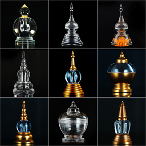 Buddhist Temple Supplies: Crystal Stupa for Storing and Offering Buddha Relics, Treasure Vase, Small Stupa, Ritual Instr