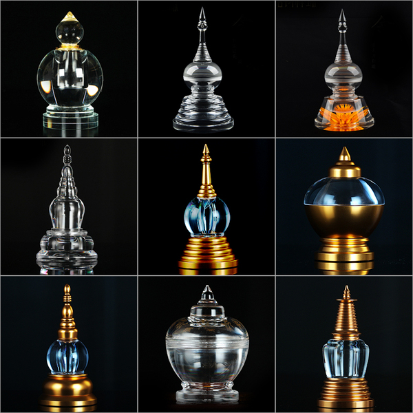 Buddhist Temple Supplies: Crystal Stupa for Storing and Offering Buddha Relics, Treasure Vase, Small Stupa, Ritual Instruments, Home Decor