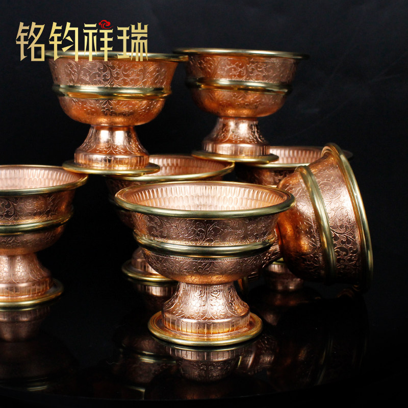 YT carved water bowl embossed water supply cup for Buddha cup Buddha front home for Buddha water cup pure copper holy water cup handmade Buddhism