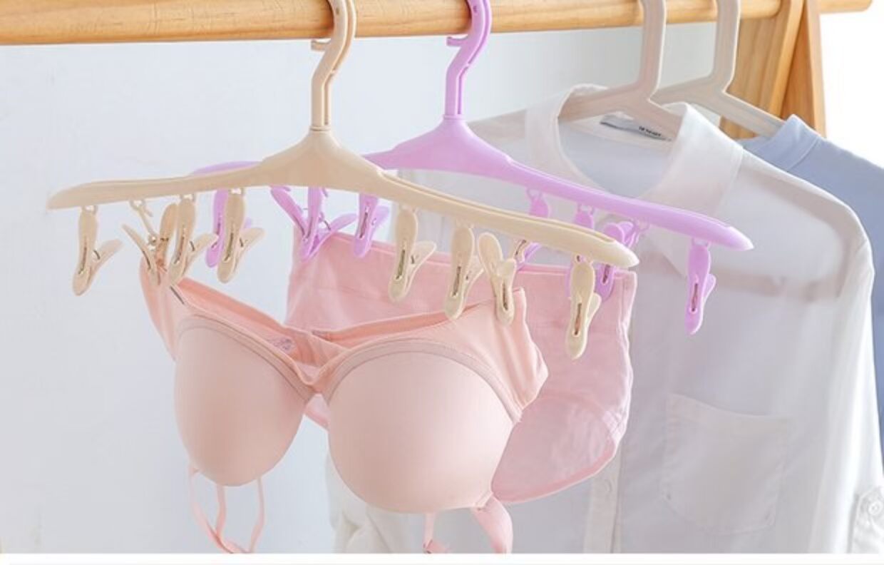 Móc áo khóa chống gió Đa năng kẹo dẻo màu giá phơi quần áo nhỏ Quần tất giá phơi 8 clip - Hệ thống giá giặt cây lăn bụi quần áo