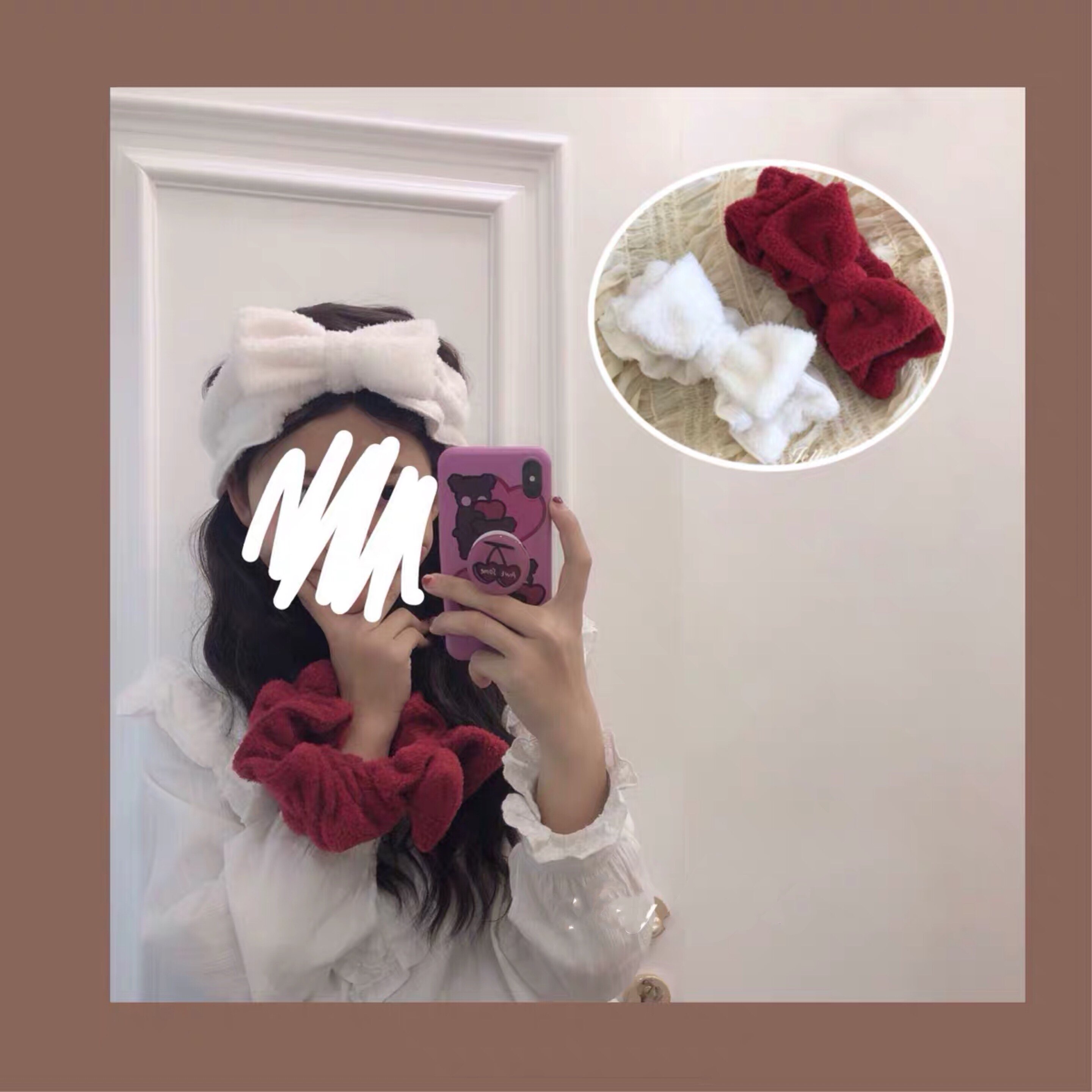 Adolescent girl's hair with a white cute teenage girl Butterfly knot lace hair with a wash face make-up