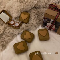 Love ~ small and portable love pupil box Brown contact lens companion box care box