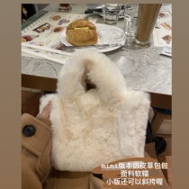 mini version more convenient milky white soft waxy tote bag winter imitation fur fur hair shoulder bag shoulder bag