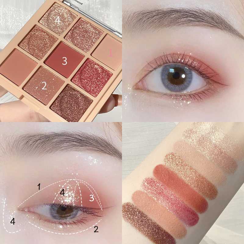 Weiya recommends 2021 new 9-color eyeshadow palette ins super hot flash powder pearlescent waterproof high-value matte