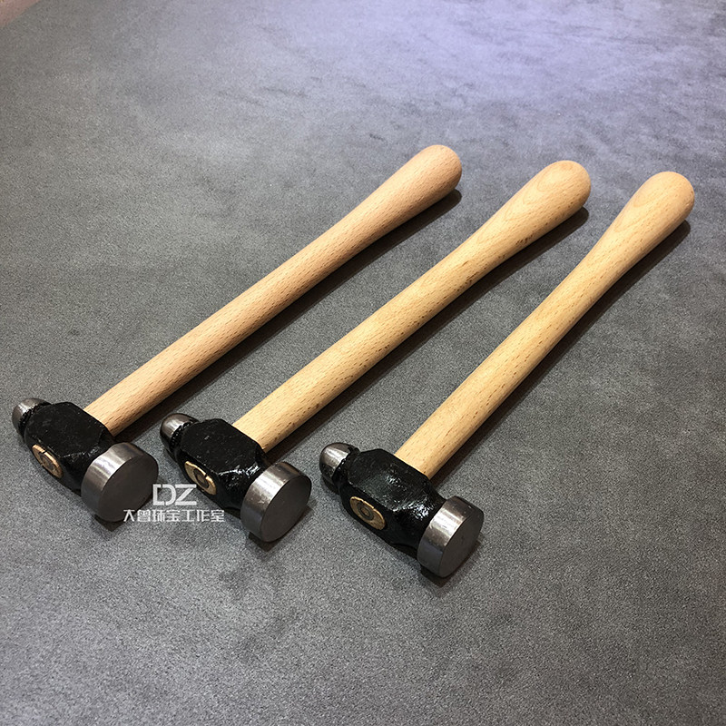 Round head steel hammer wood handle round head hammered with hammer gold hammer gold work round cake hammer gold and silver processing hammer jewellery tool