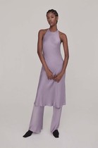 (spot)2022 New Color Summer Summer Summer Superior Haze Purple Silk Hang Dress Mist Purple Franca