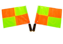 Football match border flag red and yellow cards edge picker whistle football referee equipment large square