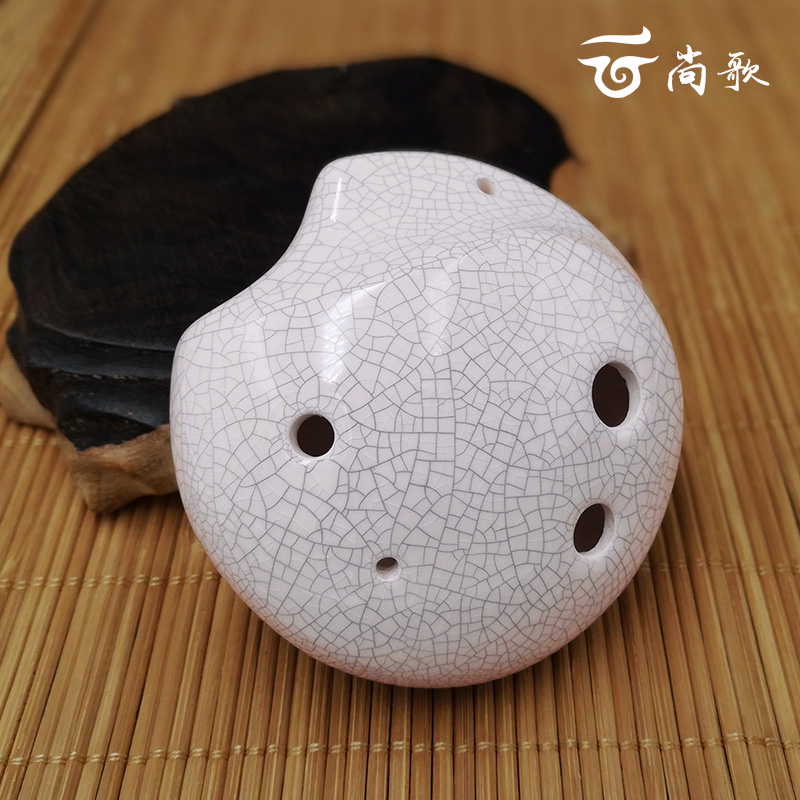 Yunshangge Ocarina 6-hole midrange C-tone round blue crack Students Children's beginner introduction Six-hole ac-tone Tai Chi white crack
