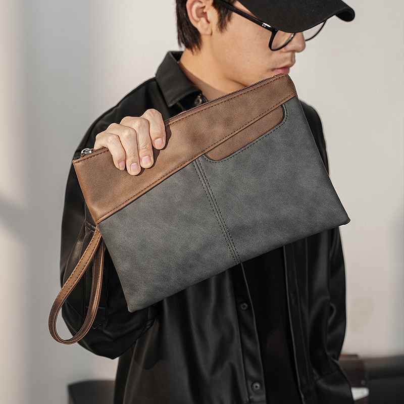 2023 new retro minimalist men's youth hand take bag Han version men's bag letter enveloping IPAD pack tide pack-Taobao