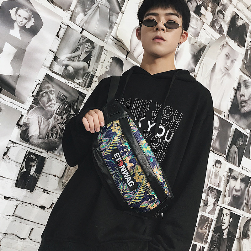 China Wind Flowers Pattern Chest Bag Men And Women's Bag Fashion Chest Bag Trend Casual Small Purse Tide Men's Bag Lovers Bag