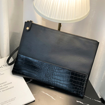 New Korean version of retro clutch bag crocodile pattern mens and womens handbag ipad clutch bag mens shoulder bag trendy bag