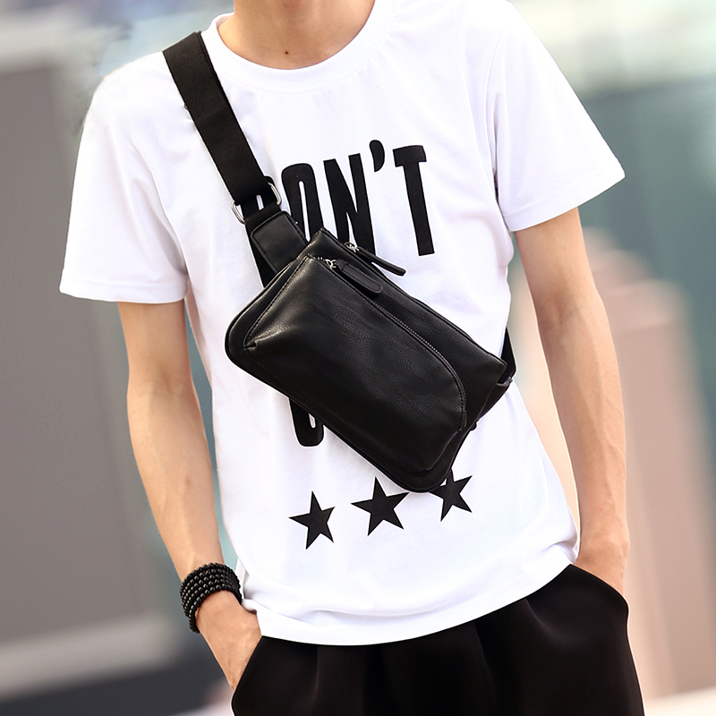 New trendy men's street waist bag fashion chest bag messenger bag chest small bag messenger mobile phone bag Korean version single shoulder men's bag