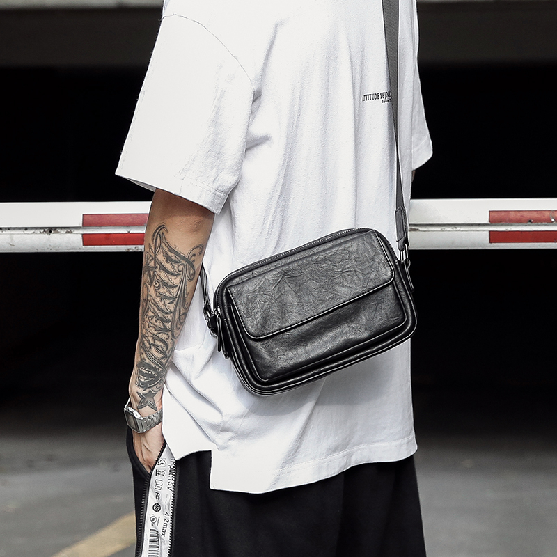 Trendy Single-Shoulder Bag for Men, Trendy Brand Crossbody Bag, Casual Korean Style Small Backpack for Boys, ins Trendy Small Square Bag, Camera Bag