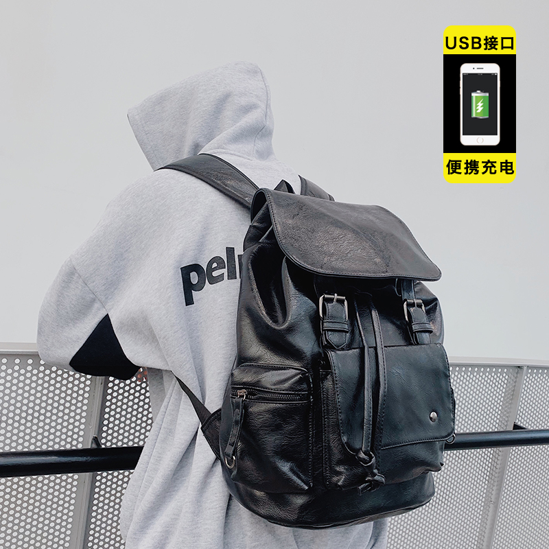 Cortical Double Shoulder Bag Fashion Draw Rope Student Backpack Han Edition Casual Double Shoulder Bag Backpack NEW TRAVEL BAG WAVE 