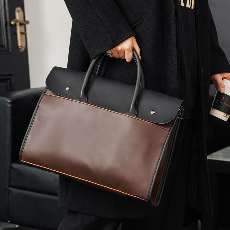新しいレトロなハンドバッグブリーフケース、韓国風メンズバッグ、カジュアルでファッショナブルなショルダーバッグ、クロスボディバッグ、ビジネスメンズバッグ、トレンディ。