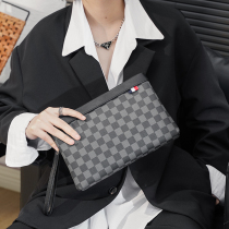 New plaid clutch bag fashionable mens bag versatile handbag trendy mens and womens bag street clutch bag document bag