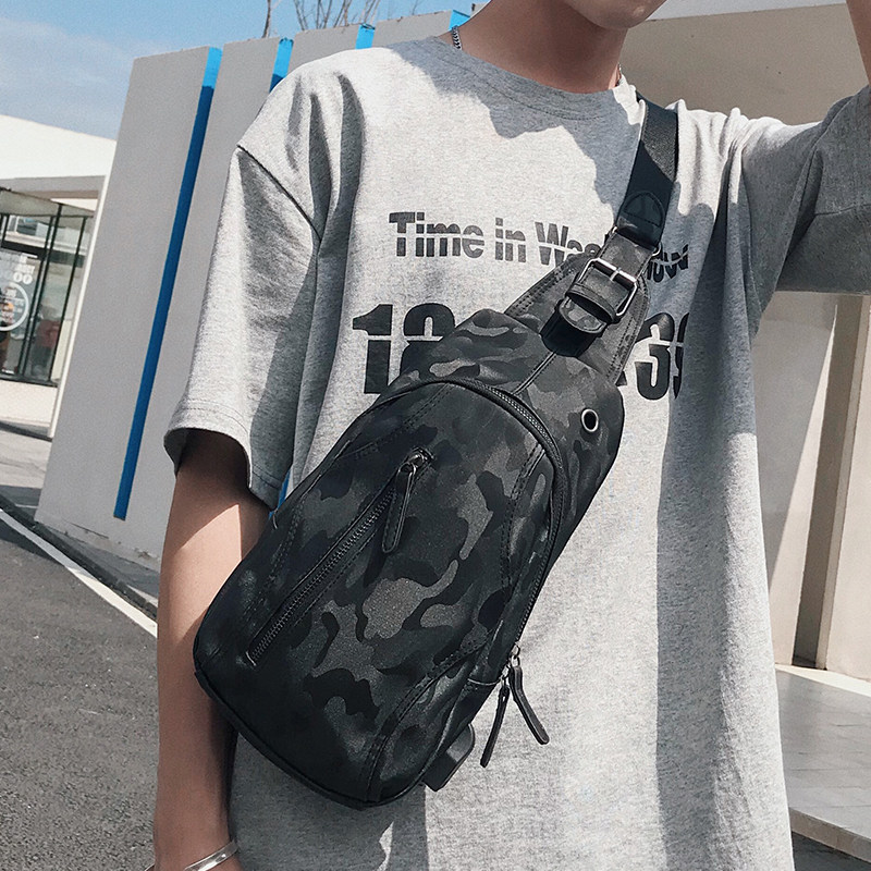 New Korean Men's Bags Korean Chest Bags Shoulder Bags Casual Cross-Bag Camouflage Messenger Bags Waist Bags Small Backpacks Trendy Bags