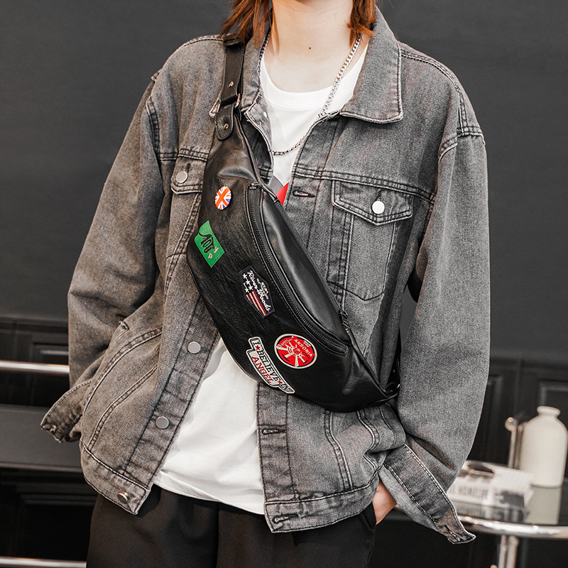 New Badge Chest Bag Han Edition Men's Bag Casual Small Chest Bag Trend Fashion Youth Single Shoulder Bag rear Shoulder Bag