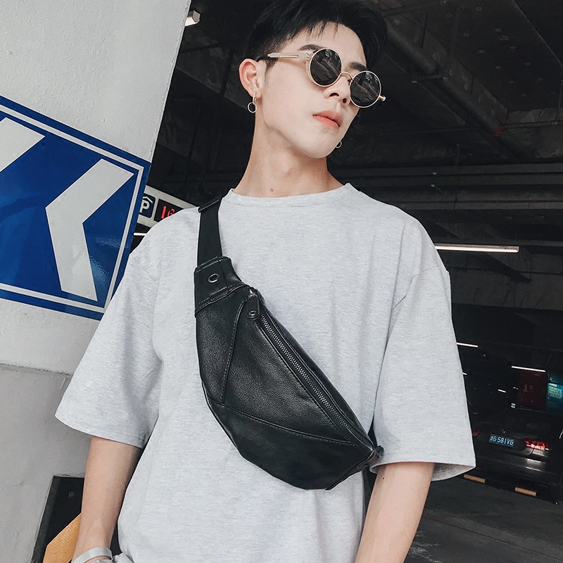 Tidal Male Cortex Packet Chest Bag Leisure Movement Poo carry men's small purse single shoulder rear backpack Korean version of the men's bag-Taobao