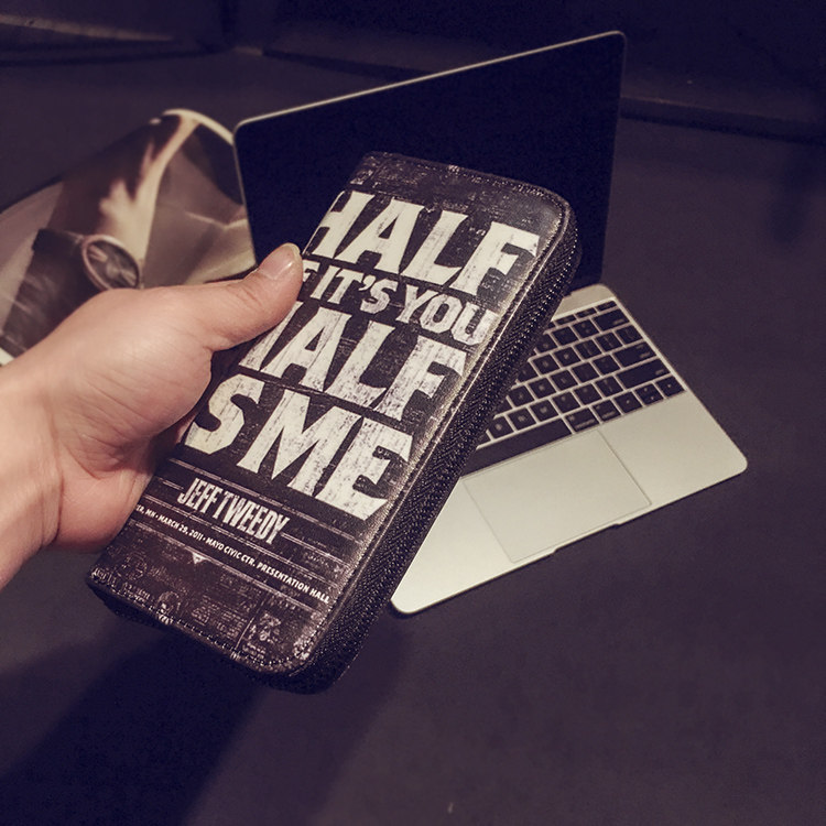 Wallet fashion men's and women's personality wallet Street trend personality medium and long wallet Casual contrast color mobile phone bag