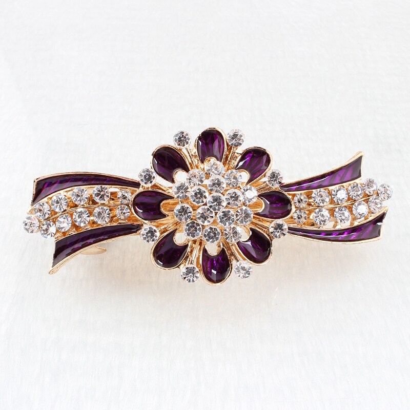 Headjewelry alloy gold hair clamped with drip oil flower hair clip with hairclip